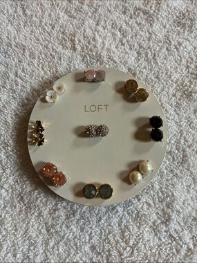 LOFT Multi-Pair Stud Earring Set in Pearl, Blur, Pink, Gold & White